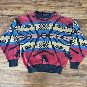 Weekends Sweater‎ Mens Medium Multicolor Vintage Cosby COOGI Pullover Casual 90s